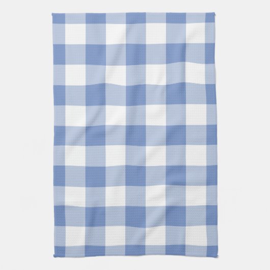 Cornflower Blue Gingham Karo Kariertes Muster Geschirrtuch (Vertikal)