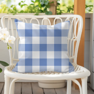 Cornflower Blue Gingham Karo Kariertes Muster Kissen