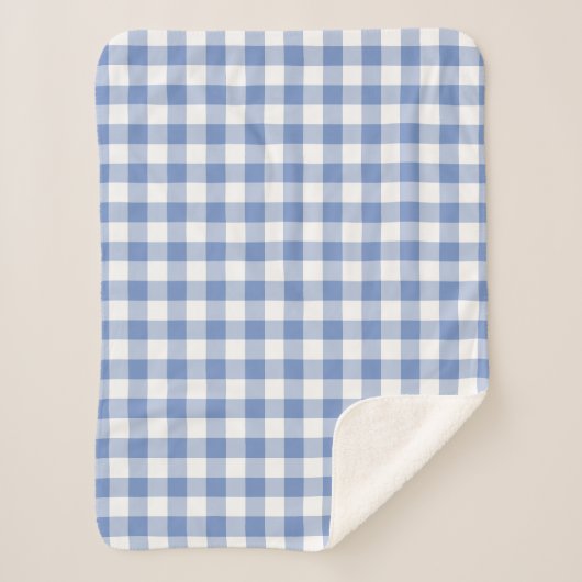 Cornflower Blue Gingham Karo Pattern Sherpadecke (Vorderseite)