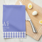 Cornflower Blue Gingham Personalisierter Individue Geschirrtuch (Viertel Falte)