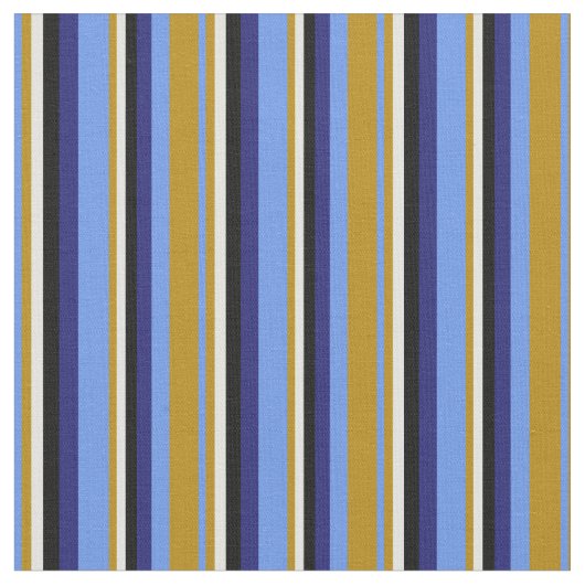 Cornflower Blue, Goldenrod, Cyan, Black & Blue Stoff (Nahaufnahme)