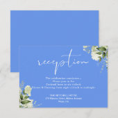 Cornflower Blue Greenerity Script Hochzeitsempfehl Begleitkarte (Vorne/Hinten)