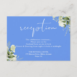 Cornflower Blue Greenerity Script Hochzeitsempfehl Begleitkarte