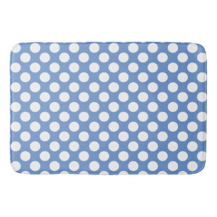 Cornflower Blue: Grosses weißes Polka Dot Muster Badematte