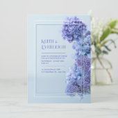 Cornflower Blue Hydrangea Minimalist Frame Wedding Einladung (Stehend Vorderseite)