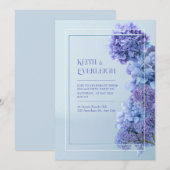 Cornflower Blue Hydrangea Minimalist Frame Wedding Einladung (Vorne/Hinten)