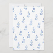 Cornflower Blue Leaf Monogram Simple Wedding Einladung (Rückseite)