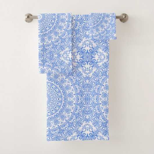 Cornflower Blue Mandala Muster Badhandtuch Set (Insitu)