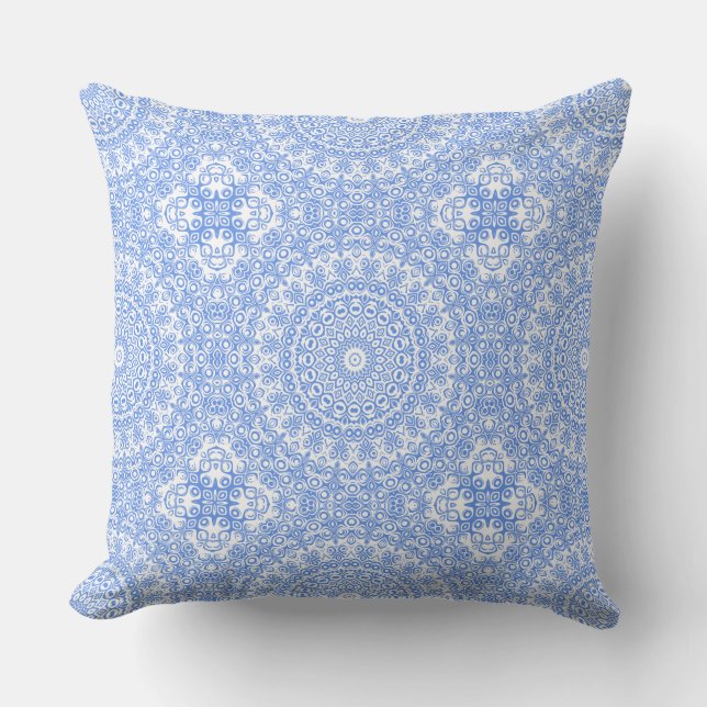 Cornflower Blue Mandala Muster Kissen (Vorderseite)