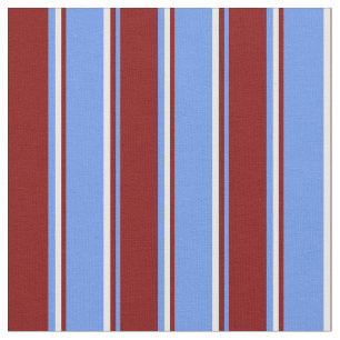 Cornflower Blue, Maroon & White Lines Stoff