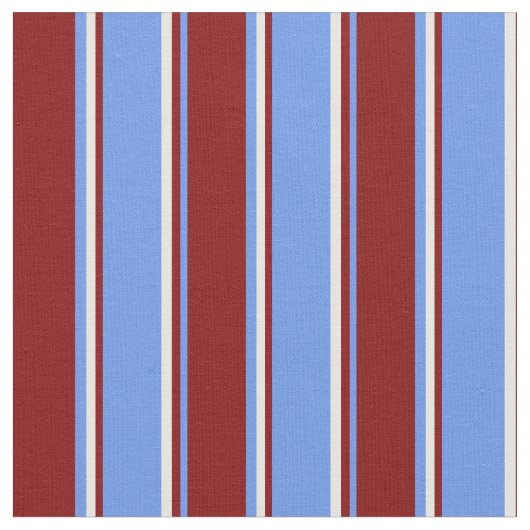 Cornflower Blue, Maroon & White Lines Stoff (Nahaufnahme)