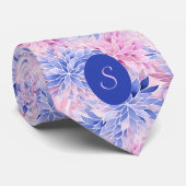 Cornflower Blue & Mauve Floral Krawatte (Gerollt)