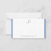 Cornflower Blue Mit Monogramm Simple Template Mitteilungskarte (Vorderseite)