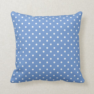 Cornflower Blue mit weißen Polka-Punkten Kissen