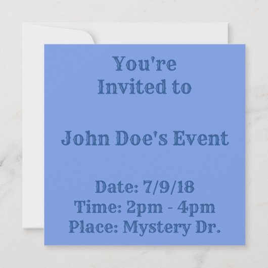 Cornflower Blue Mod Einladung (Rückseite)