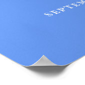 Cornflower Blue Modern Wedding Begrüßungszeichen Poster (Ecke)