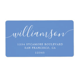 Cornflower Blue Moderne Script-Rücksendeadresse