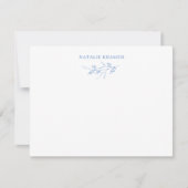 Cornflower Blue Monogram Blätter Berries Foliage Mitteilungskarte (Vorderseite)
