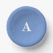 Cornflower Blue Monogram Initial White Custom Nied Pappteller (Vorderseite)