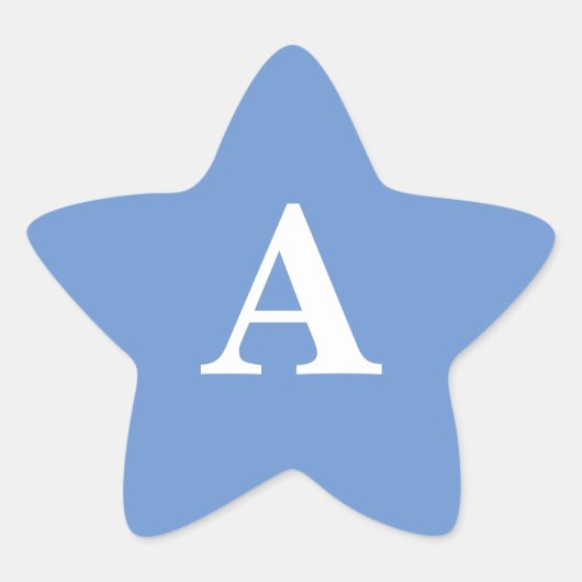 Cornflower Blue Monogram Initial White Custom Nied Stern-Aufkleber (Vorderseite)