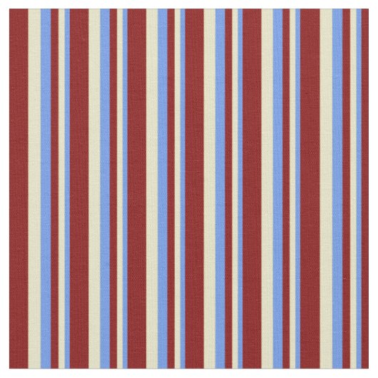 Cornflower Blue, Pale Goldenrod und Maroon Lines Stoff (Nahaufnahme)