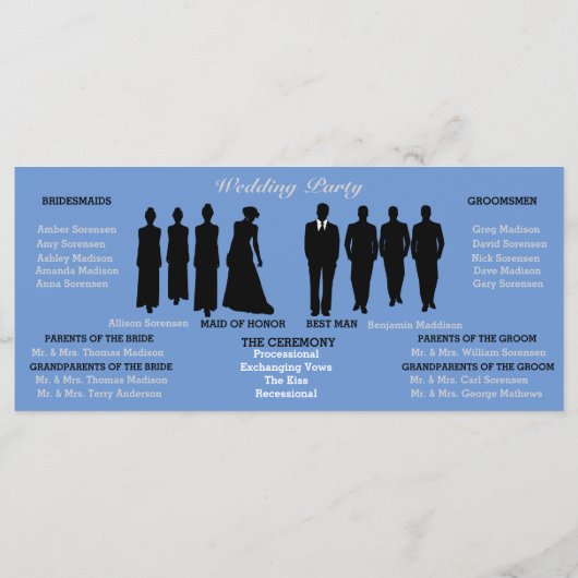 Cornflower Blue Polka Dot Wedding Program Cards Programm (Rückseite)