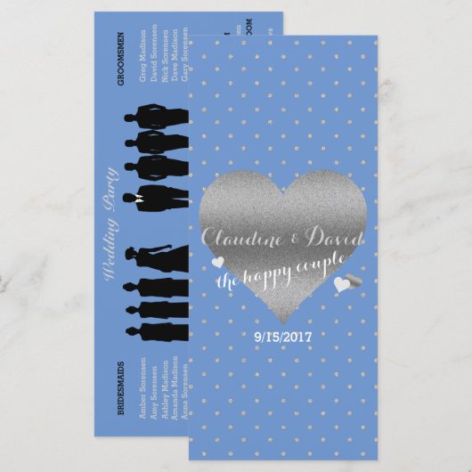 Cornflower Blue Polka Dot Wedding Program Cards Programm (Vorne/Hinten)