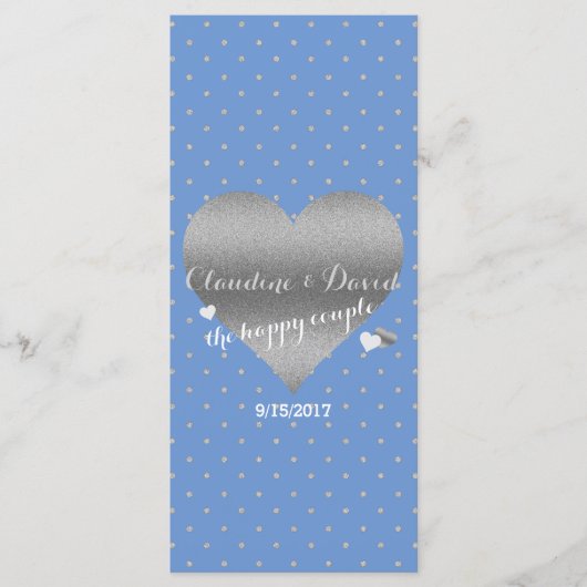 Cornflower Blue Polka Dot Wedding Program Cards Programm (Vorderseite)