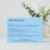 Cornflower Blue QR Code Hochzeitdetails Begleitkarte (Stehend Vorderseite)