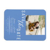Cornflower Blue Save the Date Foto Hochzeit Magnet (Horizontal)