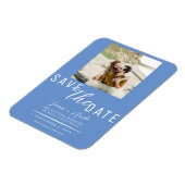 Cornflower Blue Save the Date Foto Hochzeit Magnet (Linke Seite)