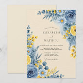 Cornflower Blue Serene Botanical Wedding Einladung (Vorne/Hinten)