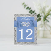 Cornflower Blue, Silver Table Number Card Postkarte (Stehend Vorderseite)