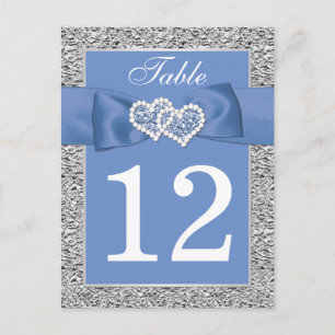 Cornflower Blue, Silver Table Number Card Postkarte
