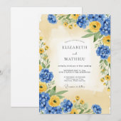 Cornflower Blue Sunny Summer Wedding Einladung (Vorne/Hinten)