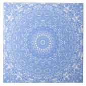 Cornflower Blue Symmetry Mandala Fliese (Vorderseite)