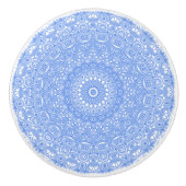 Cornflower Blue Symmetry Mandala Keramikknauf (Vorderseite)