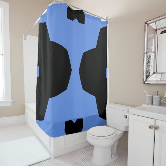Cornflower Blue und Black Geometric Duschvorhang (Beispiel)