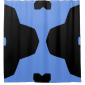 Cornflower Blue und Black Geometric Duschvorhang (Vorderseite)