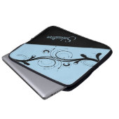 Cornflower Blue und Black Scroll Accent Personal Laptopschutzhülle (Vorne Knopf)