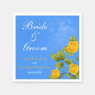 Cornflower Blue und Marigold Yellow Rose Wedding Serviette