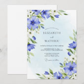 Cornflower Blue Watercolor Spring Wedding Einladung (Vorne/Hinten)