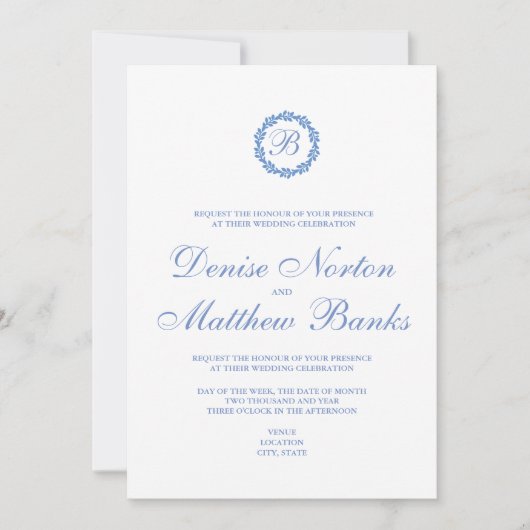 Cornflower Blue Wedding Einladung (Vorderseite)