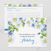 Cornflower Blue White Daisy Floral Rezept Card Postkarte (Vorne/Hinten)