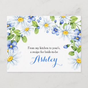 Cornflower Blue White Daisy Floral Rezept Card Postkarte