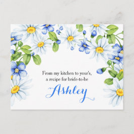 Cornflower Blue White Daisy Floral Rezept Card Postkarte
