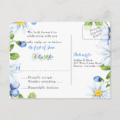 Cornflower Blue White Daisy Floral Wedding RSVP Einladungspostkarte (Rückseite)