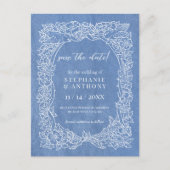 Cornflower Blue White Hübsch Floral Rett Date Postkarte (Vorderseite)