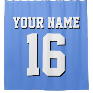 Cornflower Blue White Sports Jersey Team Jersey Duschvorhang