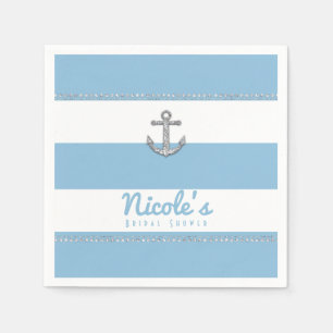 Cornflower Blue & White Stripes Diamant Anker Serviette